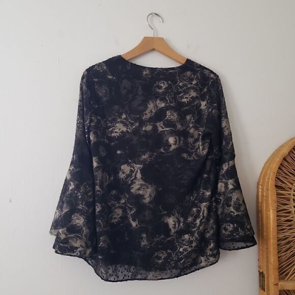 Alfani Swiss Dot Bell Sleeve Blouse - Picture 4 of 5